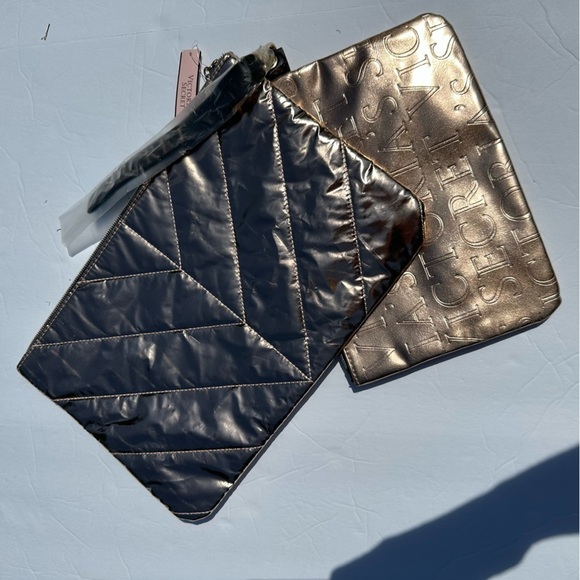 Victoria Secret Rose Gold Clutch/Tote/Cosmetic Bag Two Piece NWT Zipper Closure - Picture 7 of 12